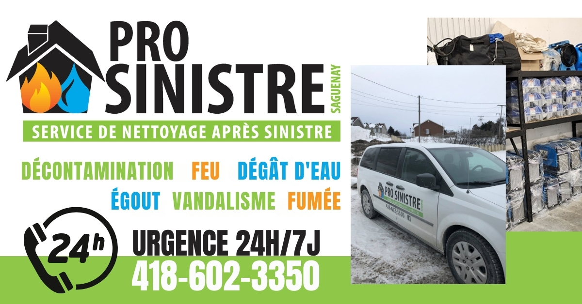 Service nettoyage après sinistre à Chicoutimi